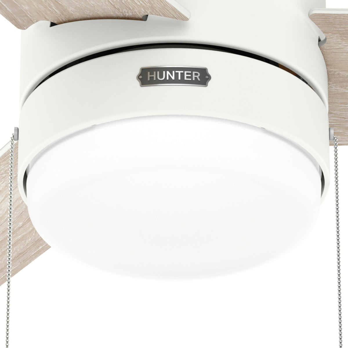 52 inch Brunner Matte White Low Profile Ceiling Fan with LED Light Kit and Pull Chain