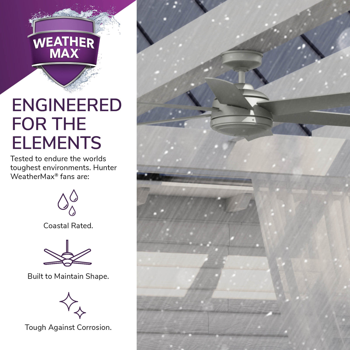52 inch Jetty Matte Silver WeatherMax Indoor / Outdoor Ceiling Fan and Wall Control
