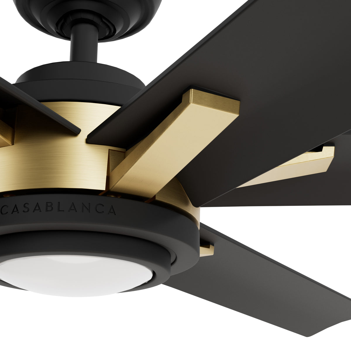 Casablanca 65 inch Melia ENERGY STAR® Alturas Gold Damp Rated Ceiling Fan with LED Light Kit and Wall Control and Handheld Remote