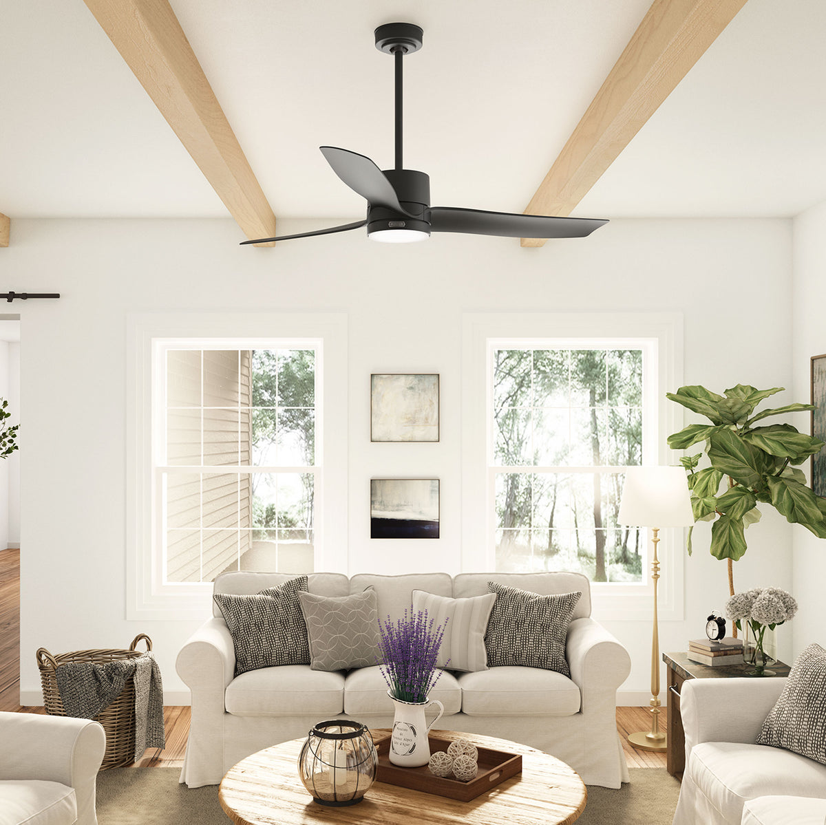 60 inch Bolsa Matte Black Ceiling Fan with LED Light Kit and Handheld Remote