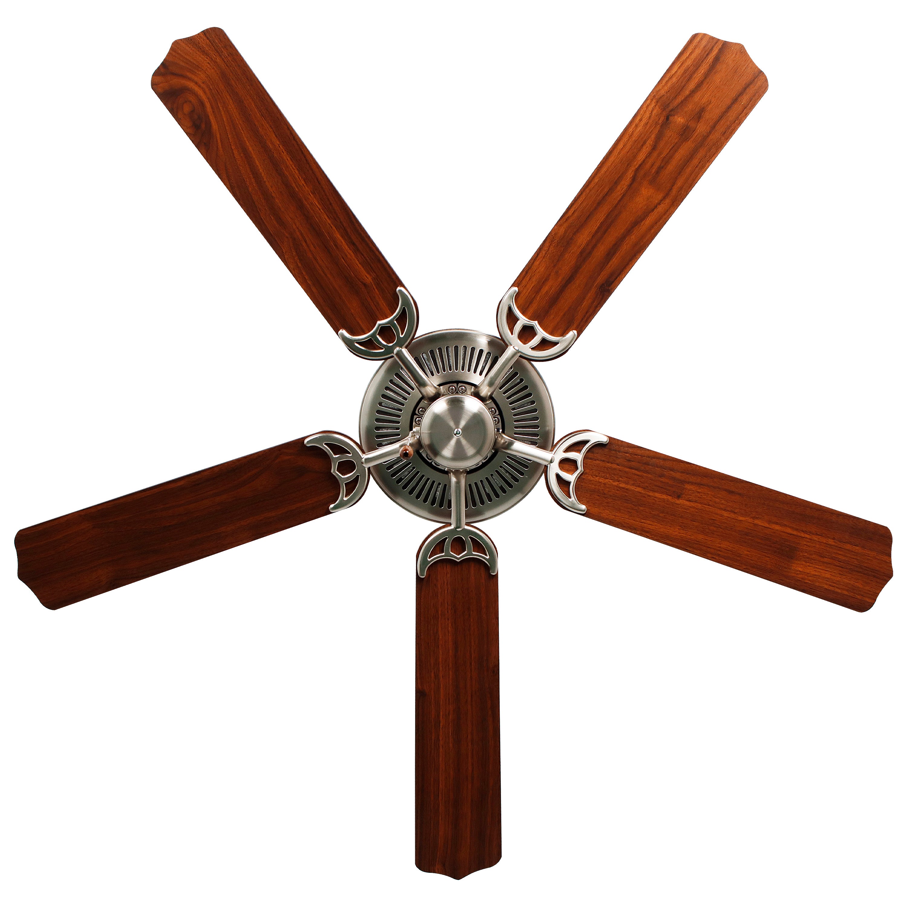 52 Inch Desert Moon AC Brushed Nickel Indoor Ceiling Fan 5 Walnut Blade Reversible