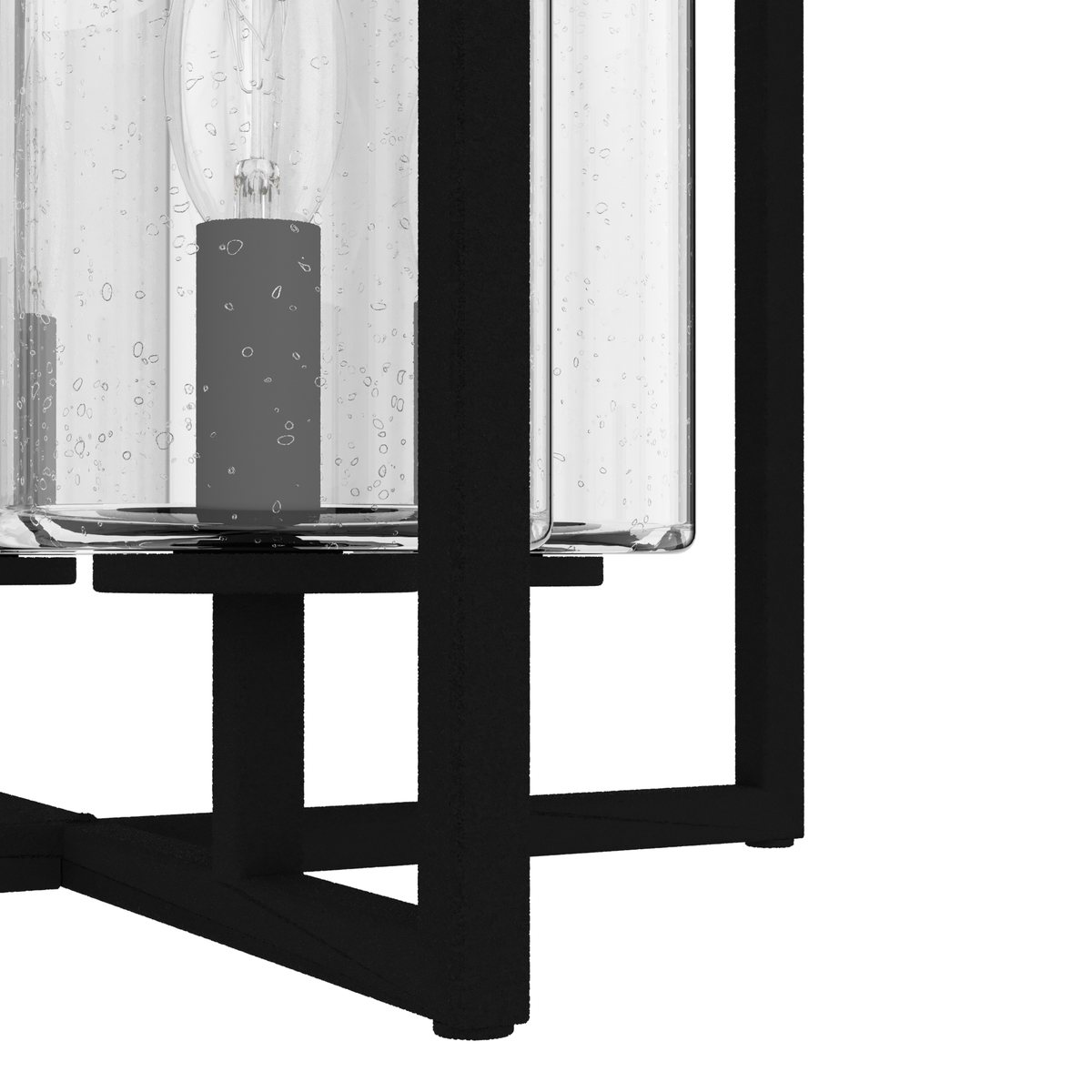 Kerrison 14.5-inch 4-light Natural Black Iron Semi-Flush Mount with Seeded Glass