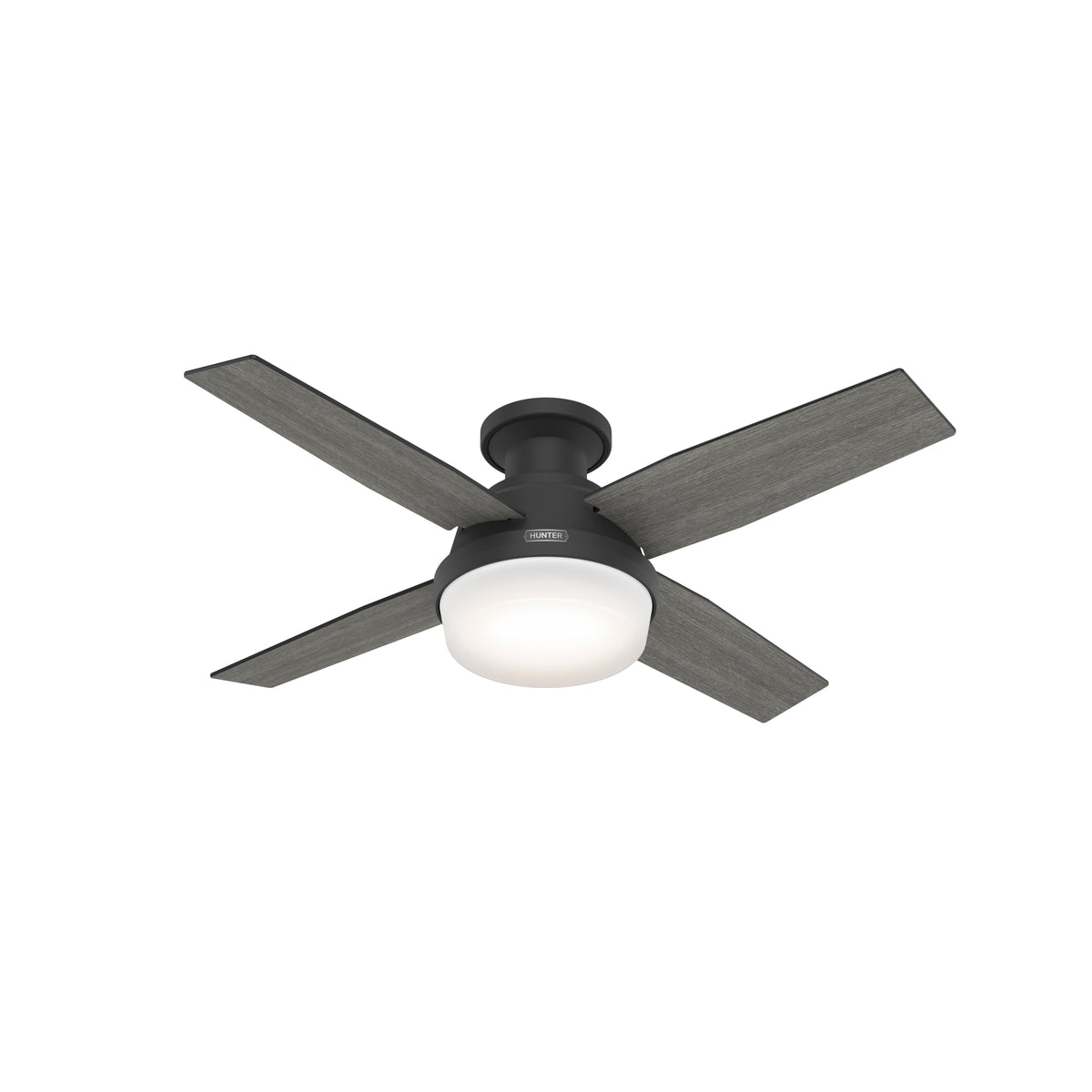 44 inch Dempsey Matte Black Low Profile Ceiling Fan with LED Light Kit and Handheld Remote