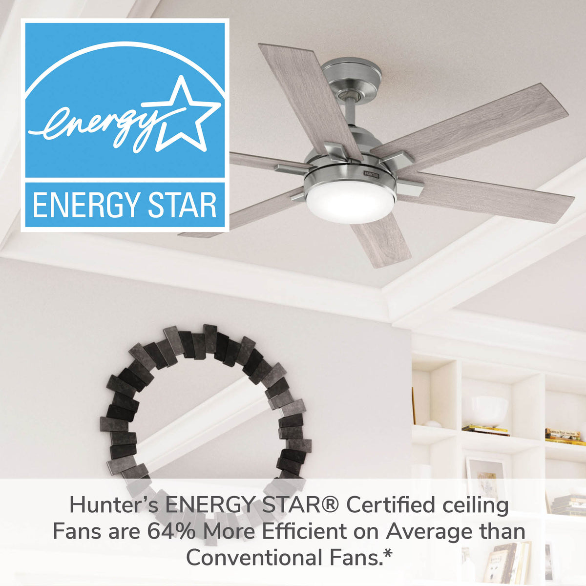 52 inch Georgetown ENERGY STAR® HunterExpress Brushed Nickel Ceiling Fan with LED Light Kit and Handheld Remote
