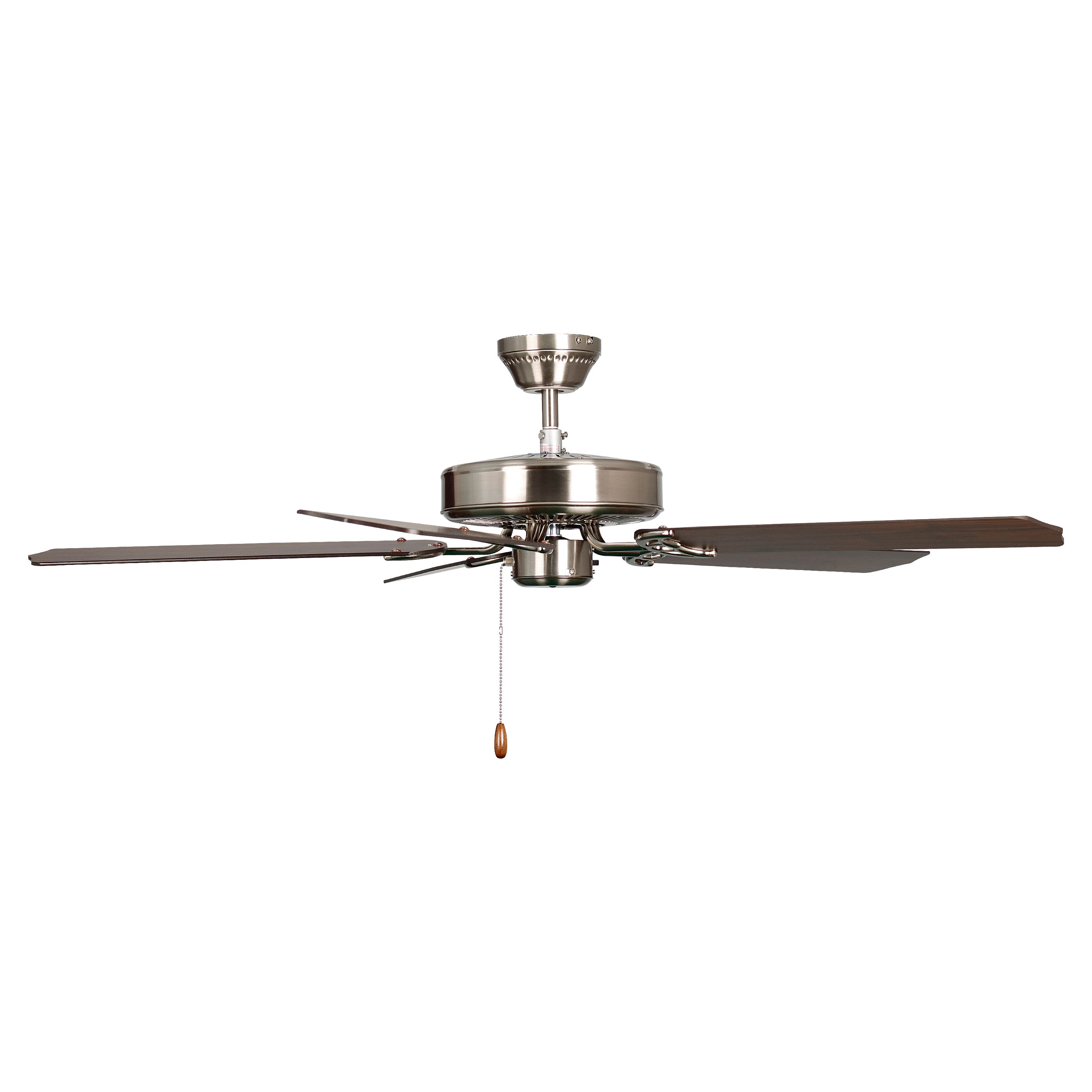 52 Inch Desert Moon AC Brushed Nickel Indoor Ceiling Fan 5 Walnut Blade Reversible