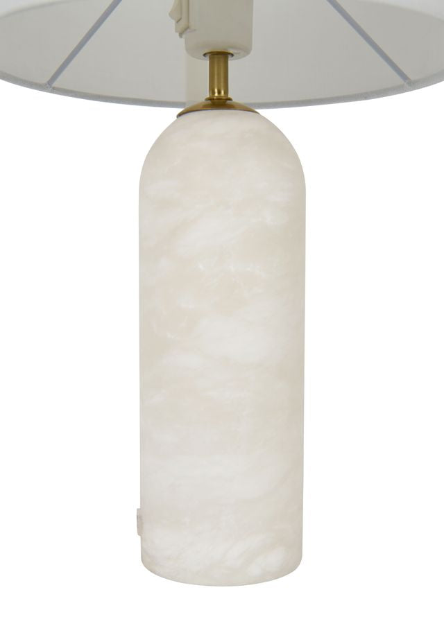 Firma 2 Light Linen Table Lamp with Alabaster Base