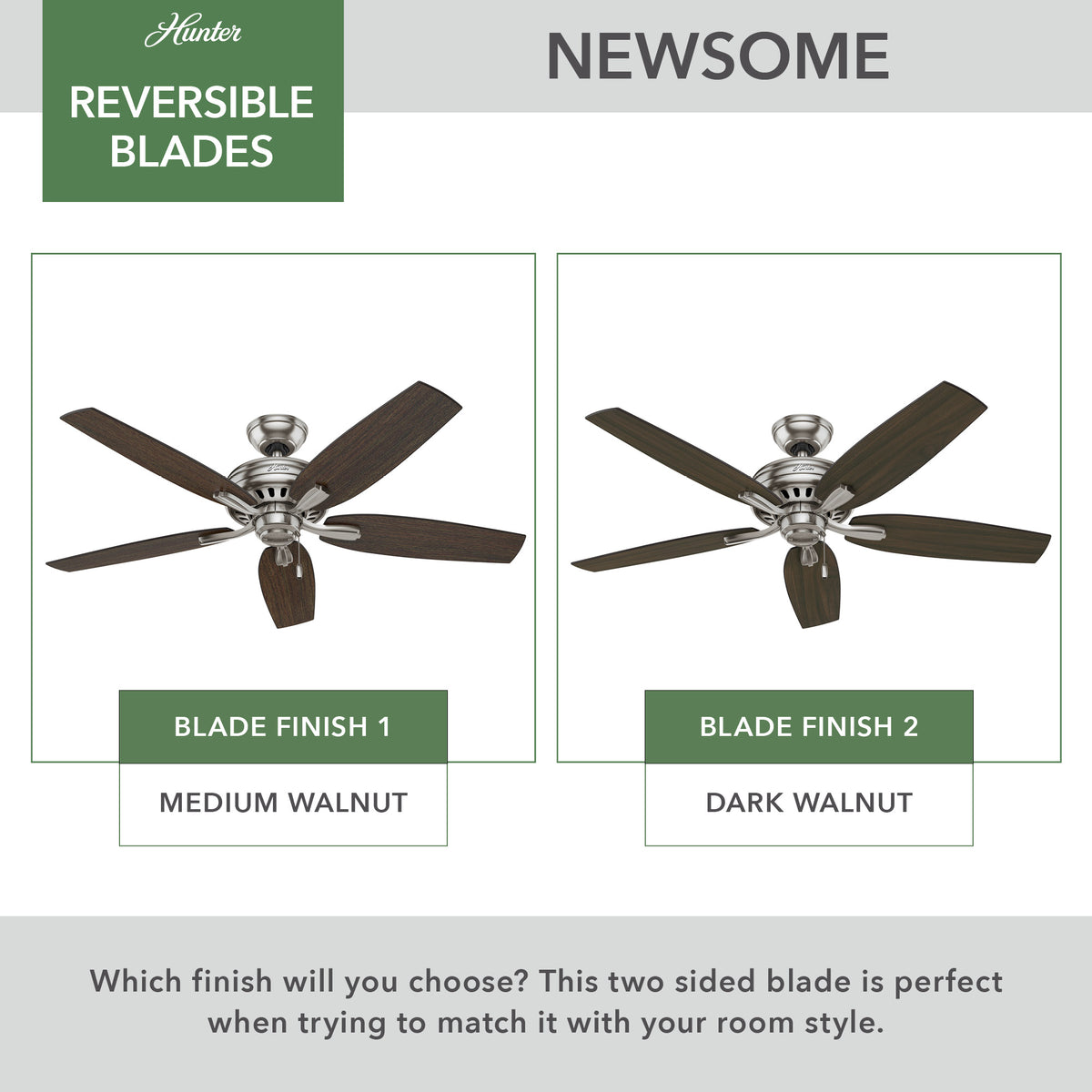52 inch Newsome Brushed Nickel Ceiling Fan and Pull Chain