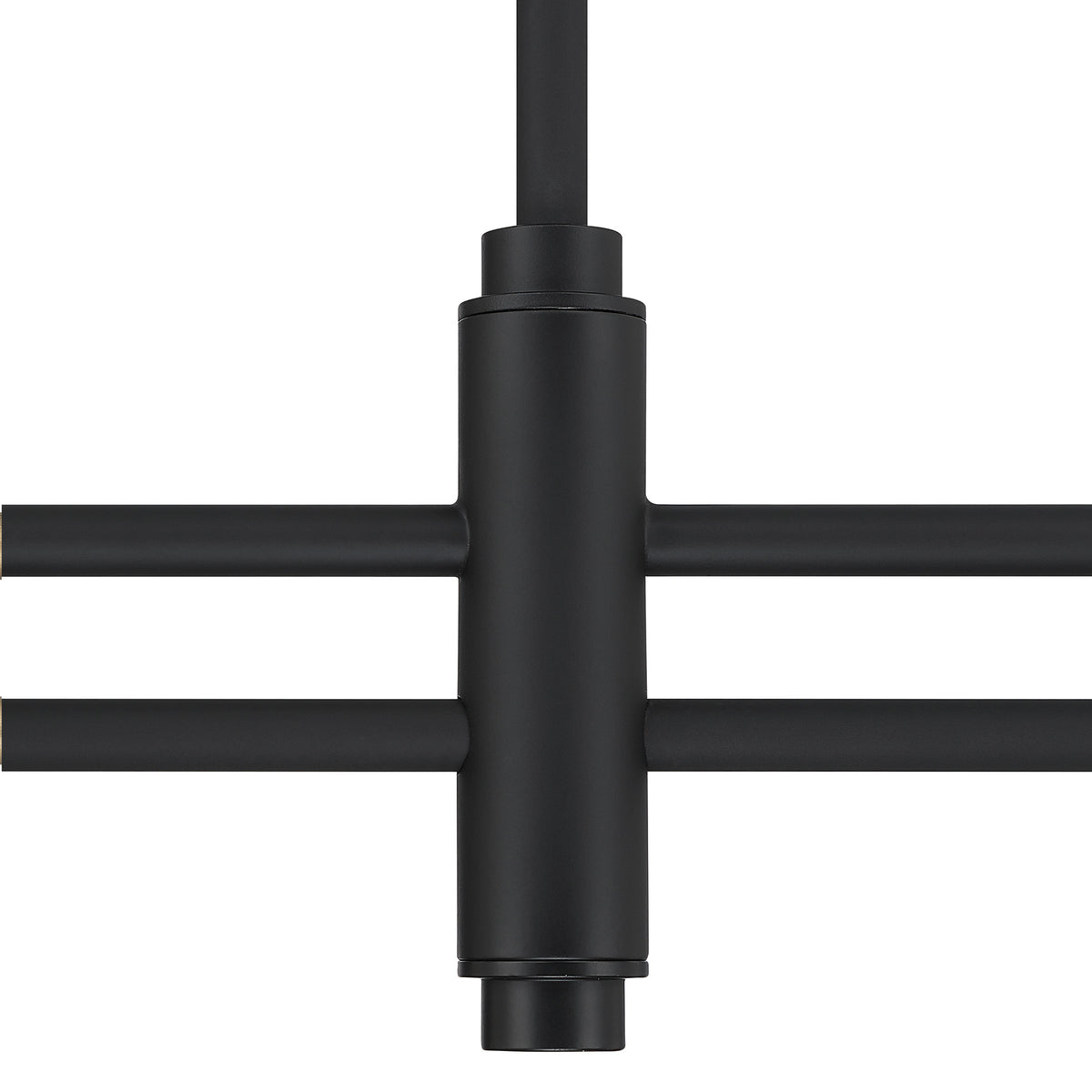 Camelia Stem 53-inch 2-light Matte Black and Off White Linen Linear Chandelier with White Linen Fabric Shade