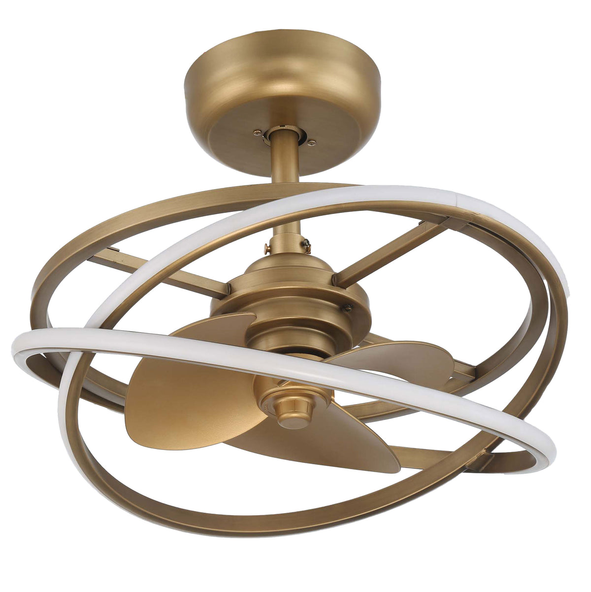 20 inch Cirro Fandelier Luxe Gold Ceiling Fan with LED Light Kit and Handheld Remote