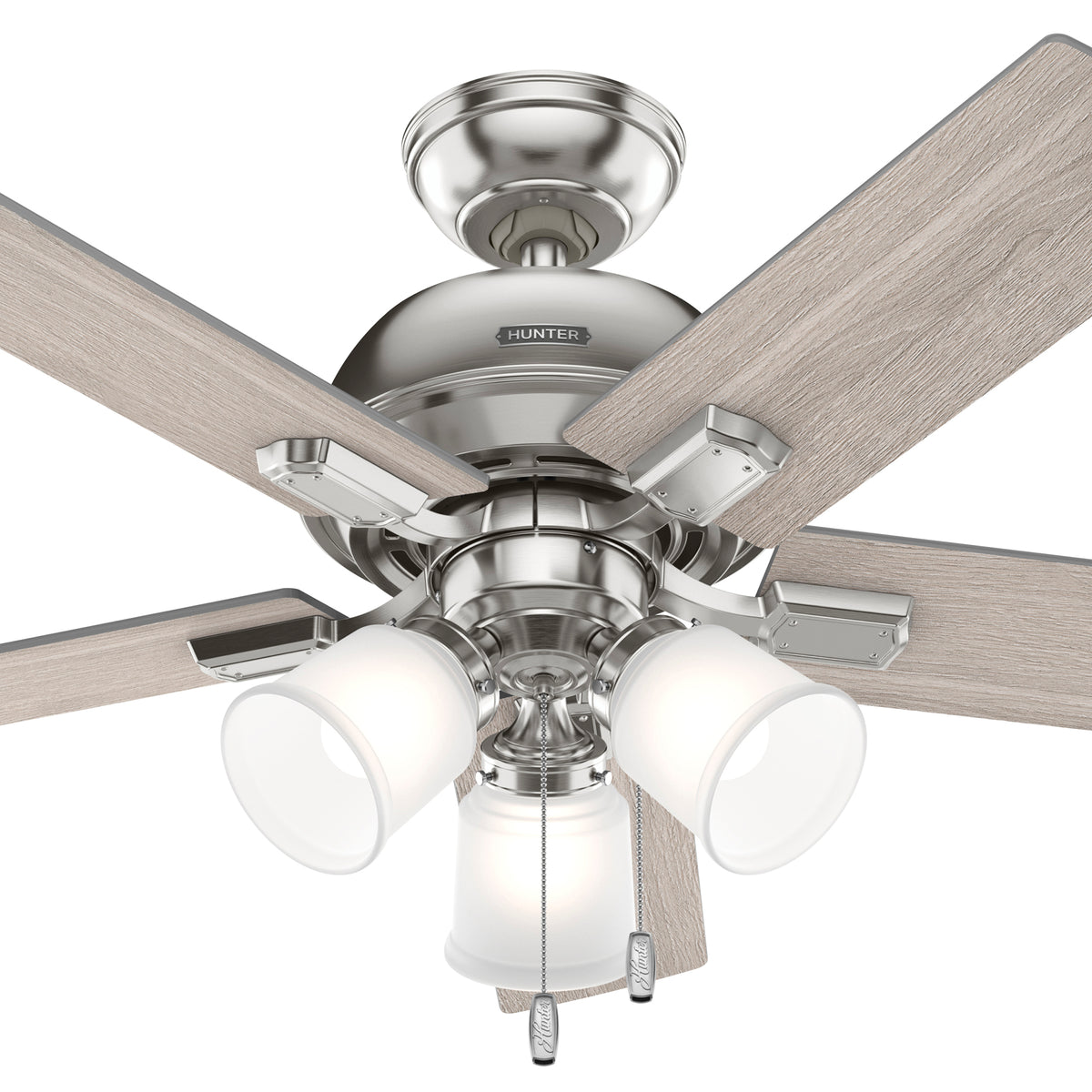44 inch Crystal Peak Brushed Nickel Ceiling Fan with LED Light Kit and Pull Chain