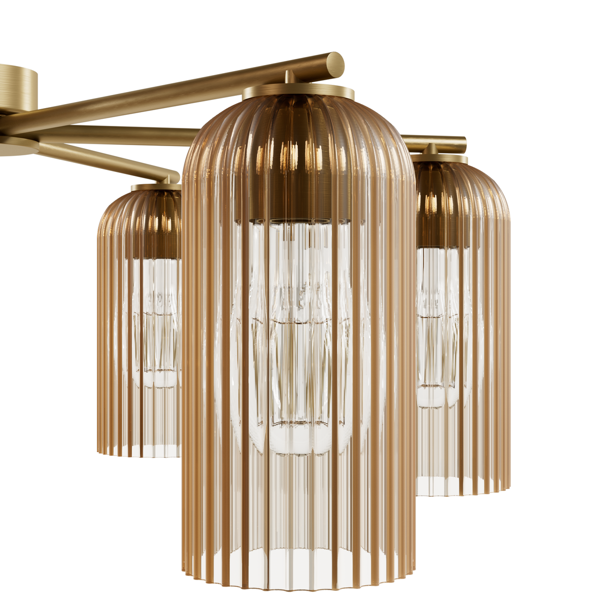 Beverly Glen 31-inch 6-light Luxe Gold Chandelier with Amber Glass
