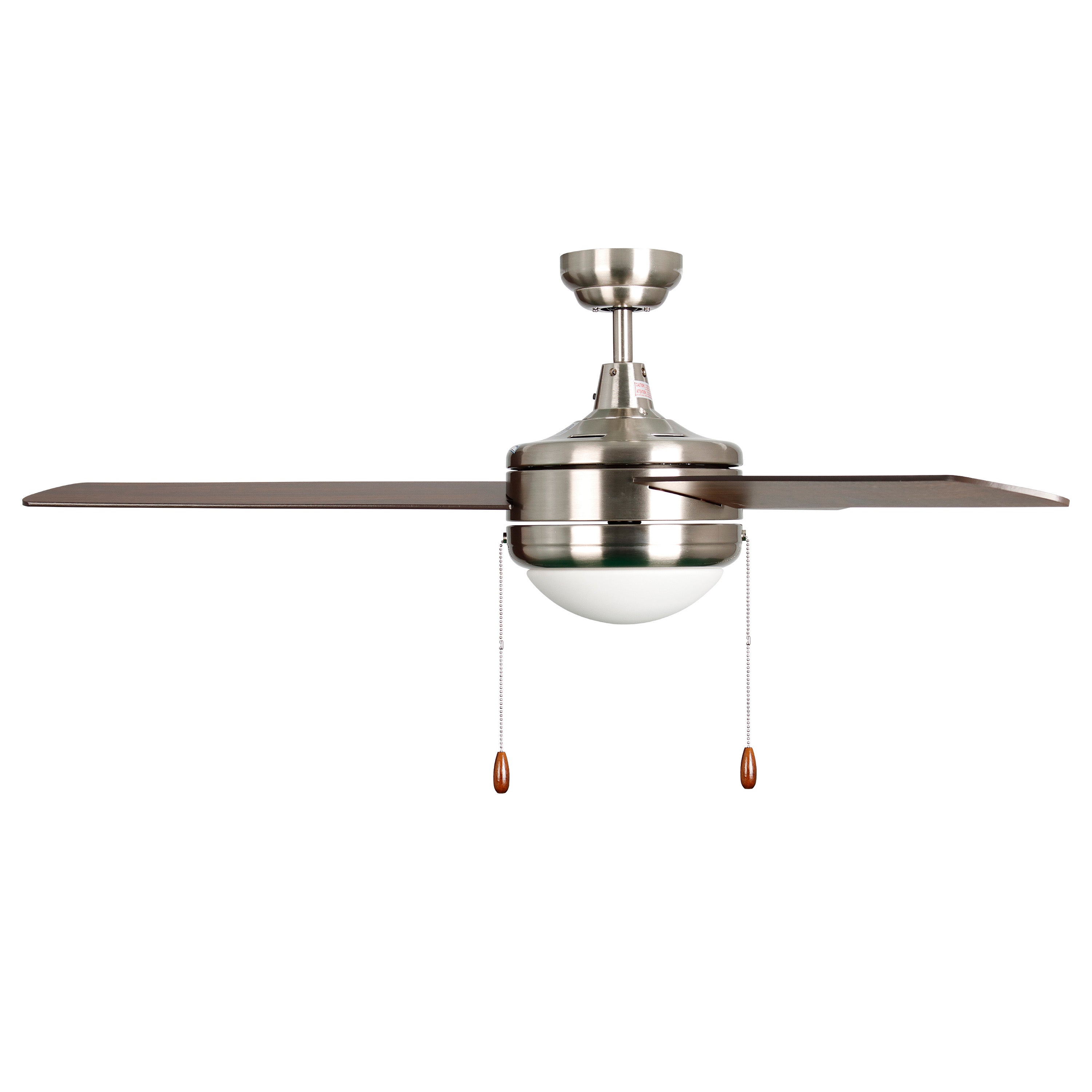 52 Inch Contempo IV AC Brushed Nickel Indoor Ceiling Fan 3 Walnut Blade Reversible