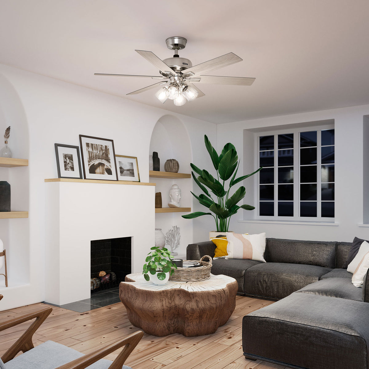 52 inch Fonthill ENERGY STAR® HunterExpress Brushed Nickel Ceiling Fan with LED Light Kit and Handheld Remote
