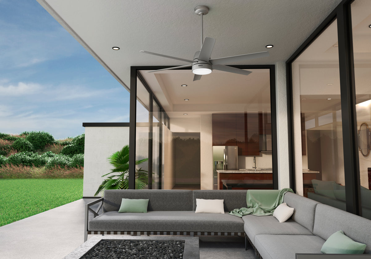 60 inch Skysail ENERGY STAR® Matte Silver WeatherMax Indoor / Outdoor Ceiling Fan with LED Light Kit and Wall Control