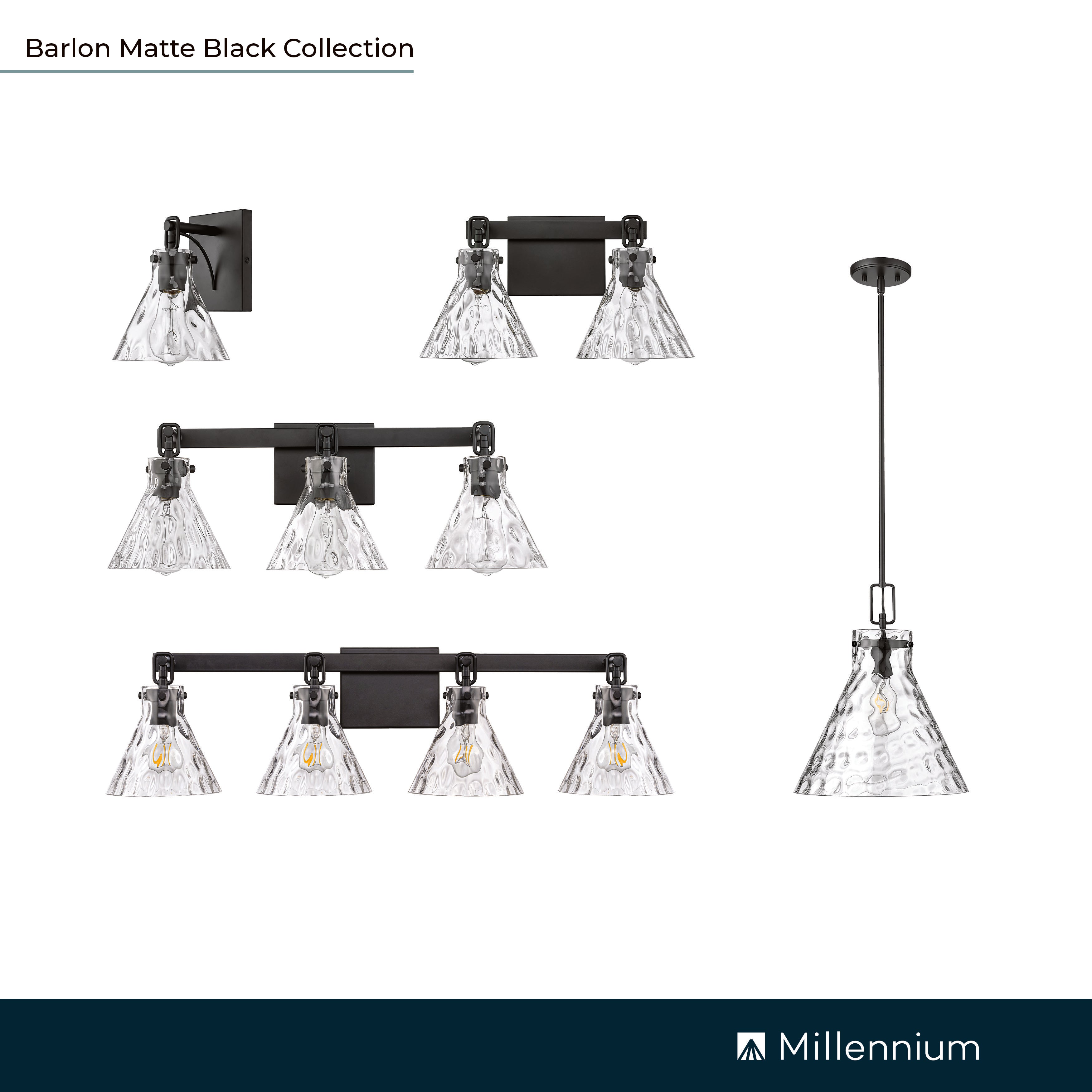 25.5'' Barlon Matte Black 3 Light Bath Vanity