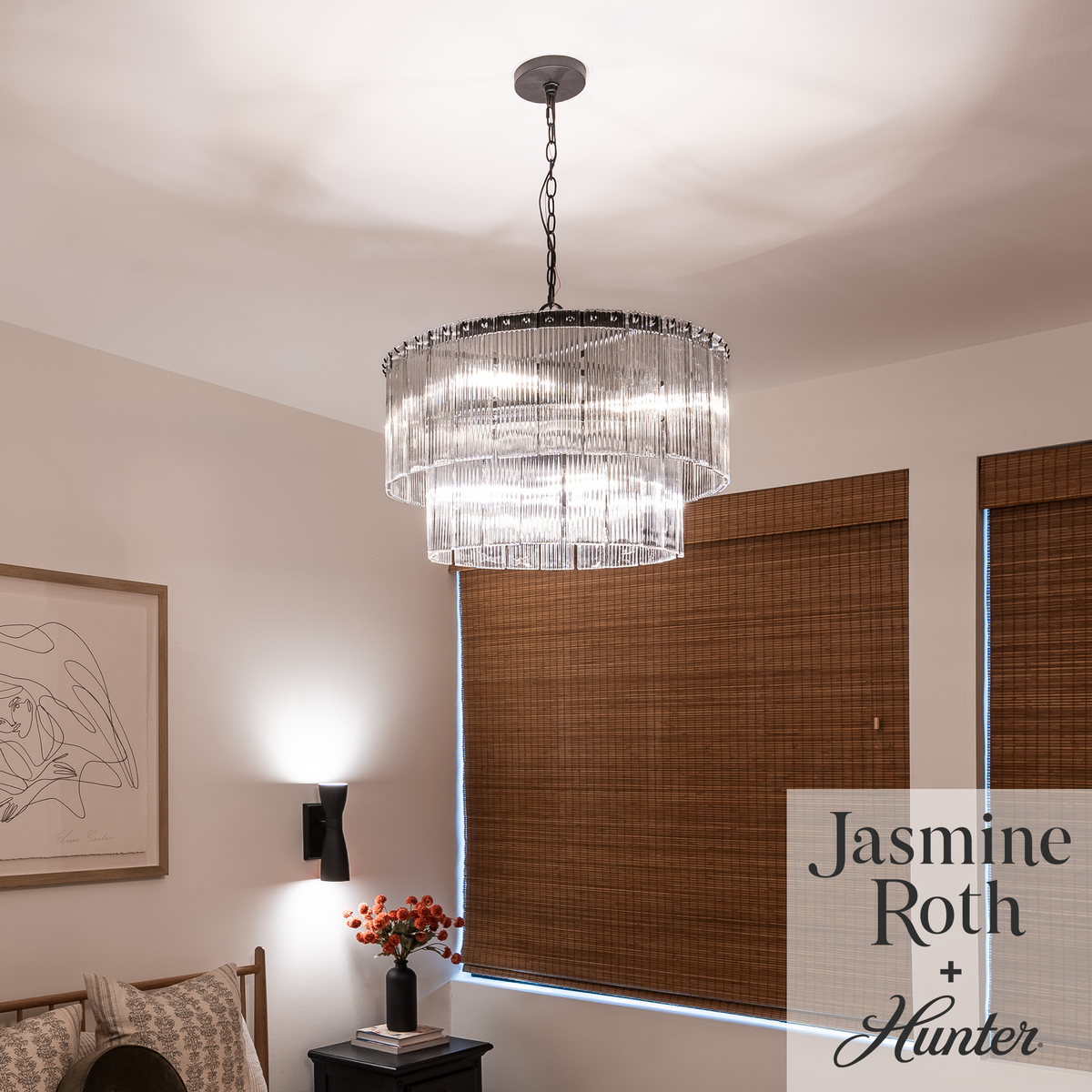 Ontario 24-inch 6-light Matte Black Drum Chandelier with Clear Glass