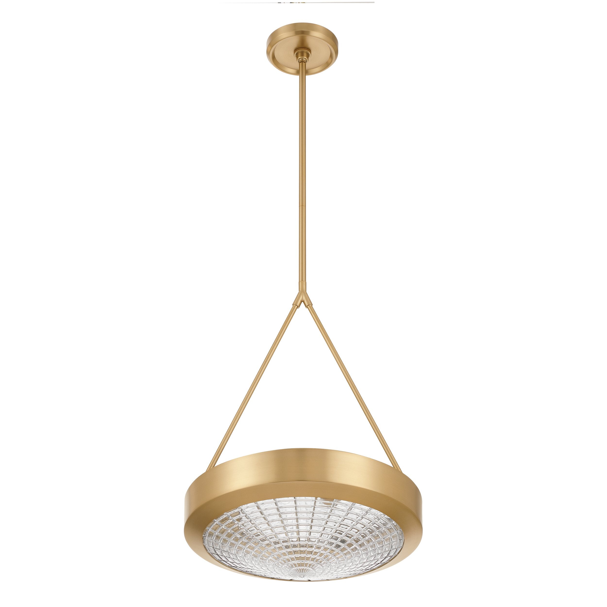 Agate 15-inch 3-light Champagne Gold Pendant Light with Clear Holophane Glass Shade