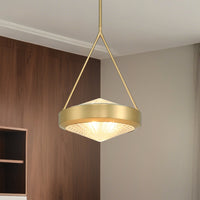 Agate 15-inch 3-light Champagne Gold Pendant Light with Clear Holophane Glass Shade