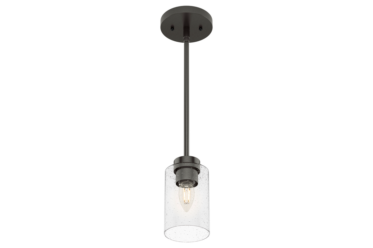 Hartland 4-inch 1-light Noble Bronze Pendant with Seeded Glass