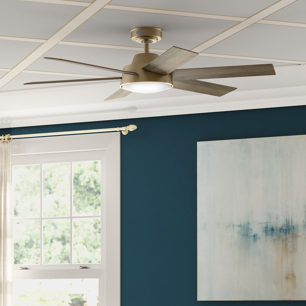 52 inch Donatella Luxe Gold Ceiling Fan with LED Light Kit and Handheld Remote