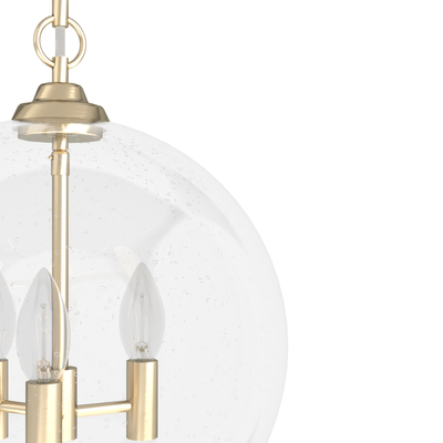 High Oaks 13.75-inch 3-light Alturas Gold Globe Pendant with Clear Seeded Glass