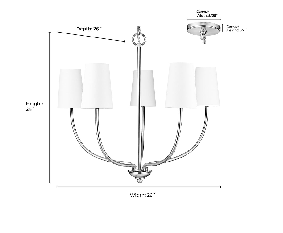 24'' Kandor Vintage Brass 5 Light Chandelier