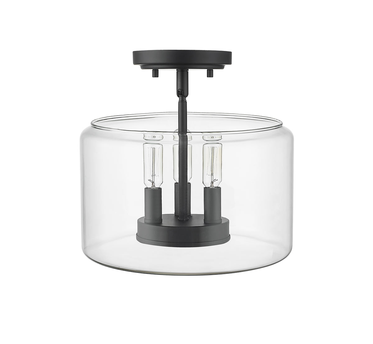 10.6'' Asheville Matte BlackClear 3 Light Semi-Flush Mount