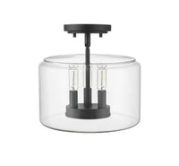 10.6'' Asheville Matte BlackClear 3 Light Semi-Flush Mount