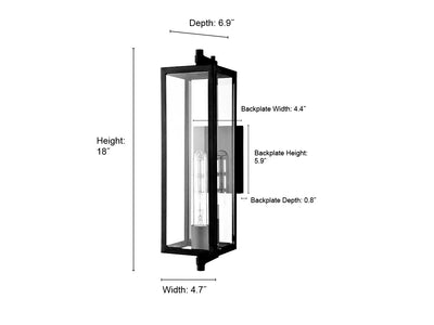 18-inch Messi Textured Black 1-Light Outdoor Wall Sconce