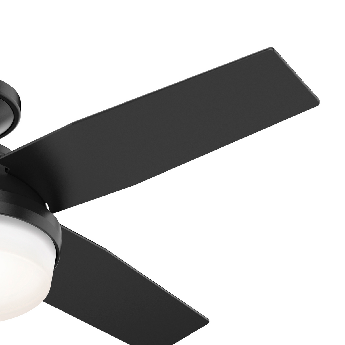 44 inch Dempsey Matte Black Low Profile Damp Rated Ceiling Fan with LED Light Kit and Handheld Remote