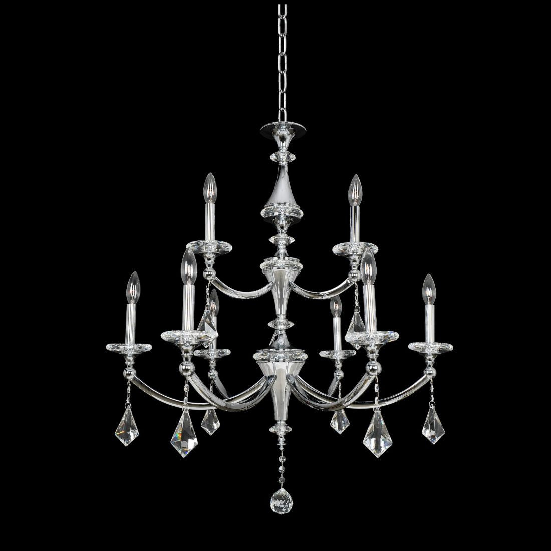 34'' Floridia 9 Light Chrome Tiered Chandelier