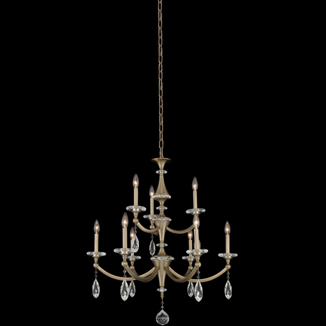 34'' Floridia 9 Light Matte Brushed Champagne Gold Tiered Chandelier