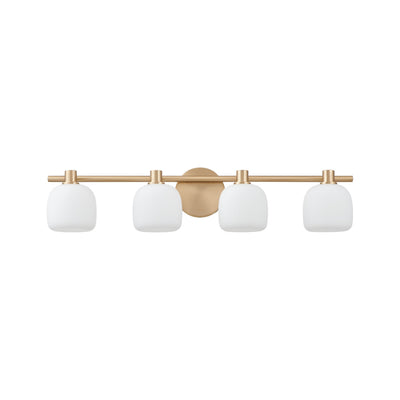 Valentina 30-inch 4-light Champagne Gold Vanity Light with Etched Opal Glass Shades