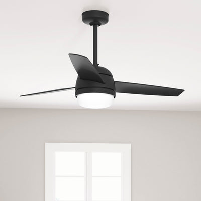 48 inch Midtown Matte Black Ceiling Fan with LED Light Kit and Handheld Remote