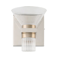 Blake 5-inch 2-light Polished Nickel and Champagne Gold 5CCT LED Vanity Light with Clear and Clear Ribbed Glass