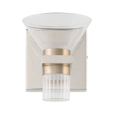 Blake 5-inch 2-light Polished Nickel and Champagne Gold 5CCT LED Vanity Light with Clear and Clear Ribbed Glass