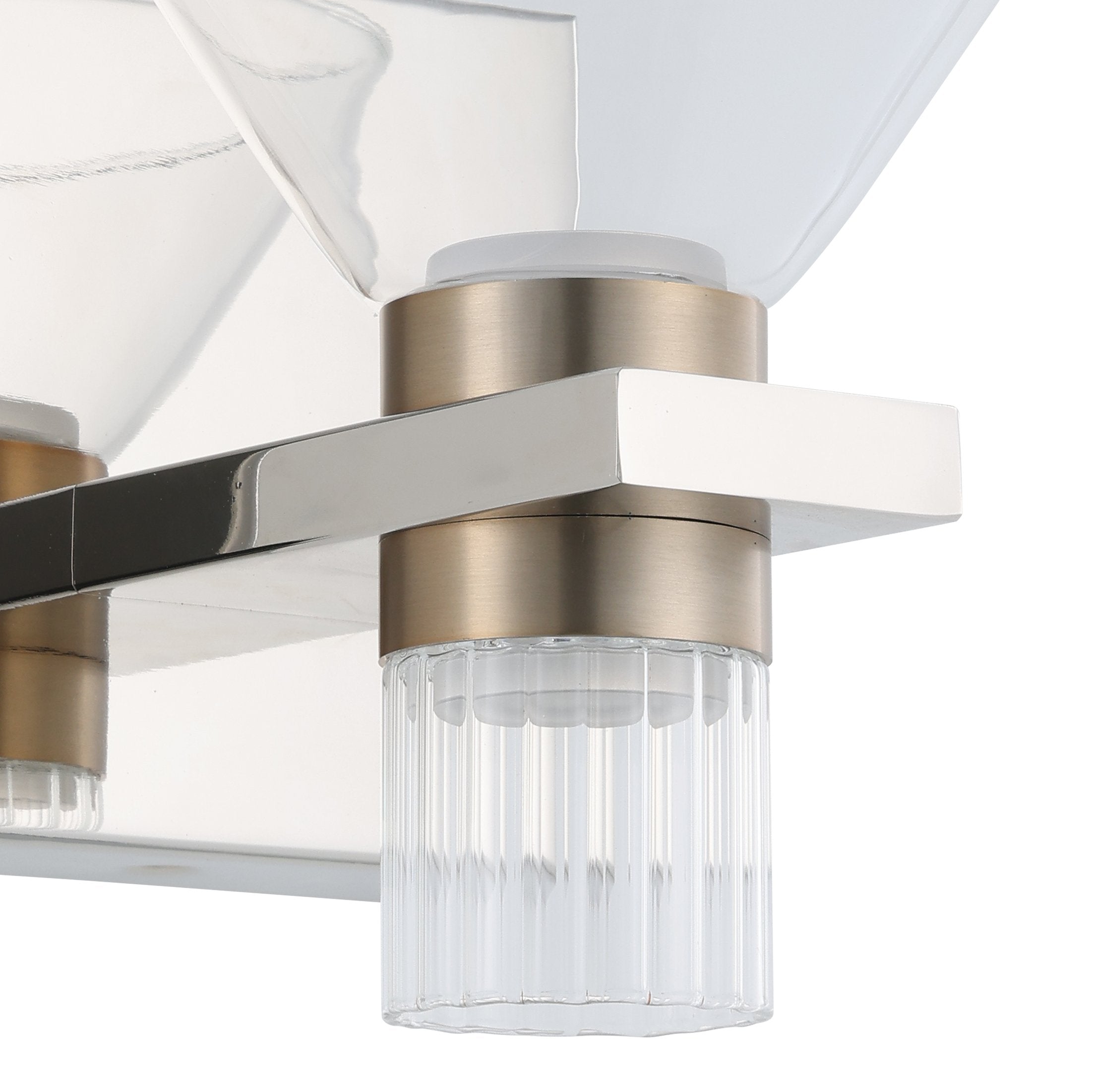 Blake 5-inch 2-light Polished Nickel and Champagne Gold 5CCT LED Vanity Light with Clear and Clear Ribbed Glass