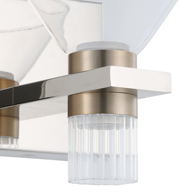 Blake 5-inch 2-light Polished Nickel and Champagne Gold 5CCT LED Vanity Light with Clear and Clear Ribbed Glass
