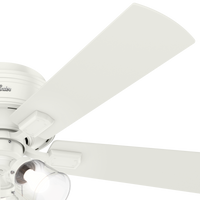 52 inch Crestfield Fresh White Low Profile Ceiling Fan with LED Light Kit and Pull Chain