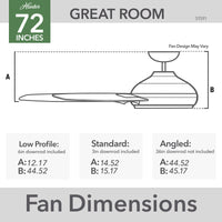 72 inch Downtown ENERGY STAR® Matte Silver Damp Rated Ceiling Fan and Wall Control