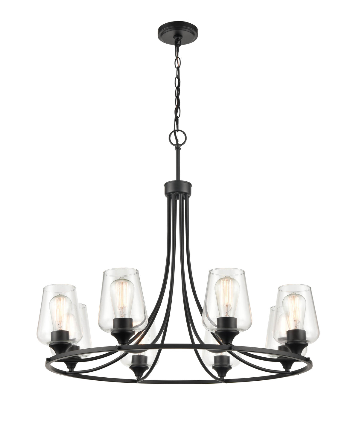 28'' Ashford Matte Black 8 Light Chandelier
