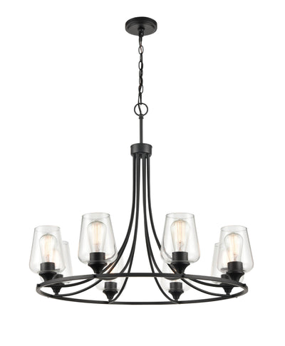 28'' Ashford Matte Black 8 Light Chandelier
