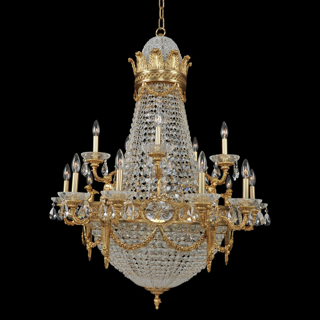 48'' Marseille 25 Light Antique Brass Tiered Chandelier