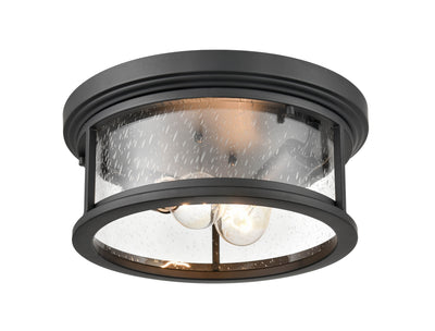 12-inch Bresley Powder Coated Black 2-Light Outdoor Flush Mount Ceiling Light