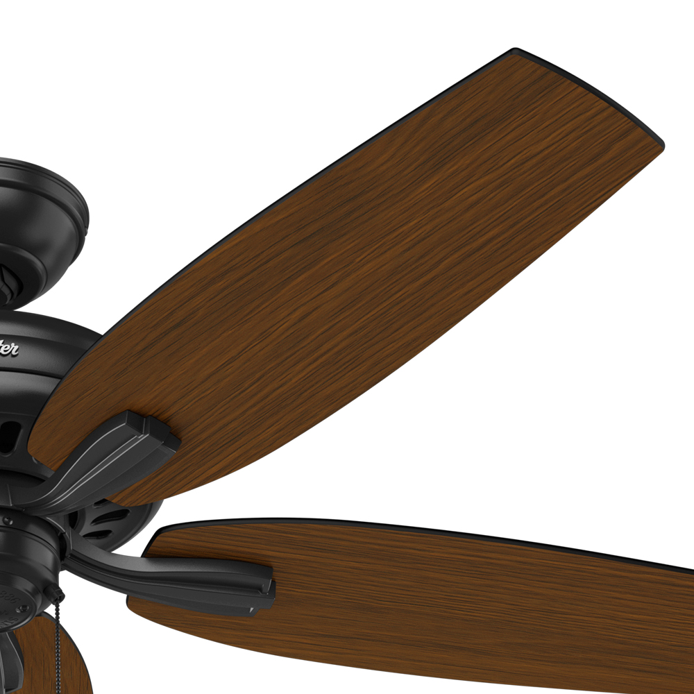 52 inch Newsome Matte Black Damp Rated Ceiling Fan and Pull Chain