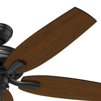 52 inch Newsome Matte Black Damp Rated Ceiling Fan and Pull Chain
