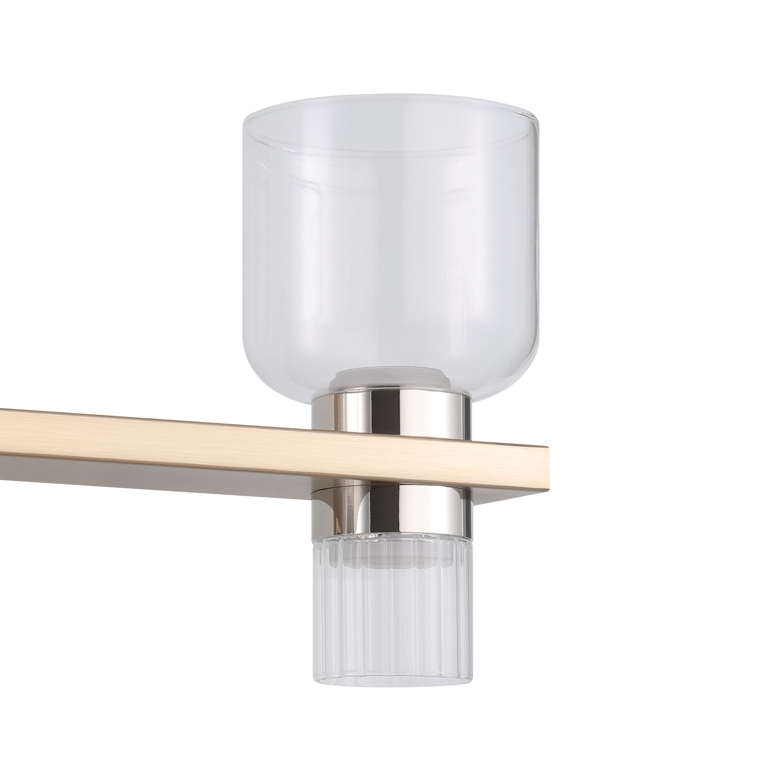 Amelia 24-inch 6-light Champagne Gold and Polished Nickel 5CCT LED Vanity Light with Clear and Clear Ribbed Glass