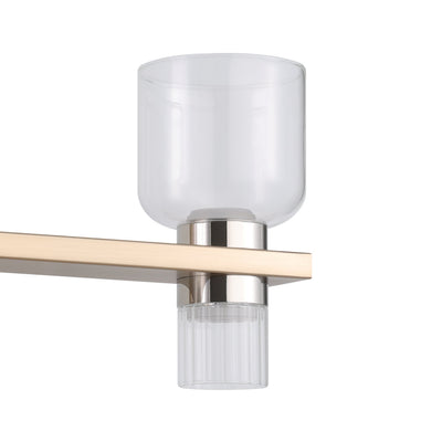 Amelia 24-inch 6-light Champagne Gold and Polished Nickel 5CCT LED Vanity Light with Clear and Clear Ribbed Glass