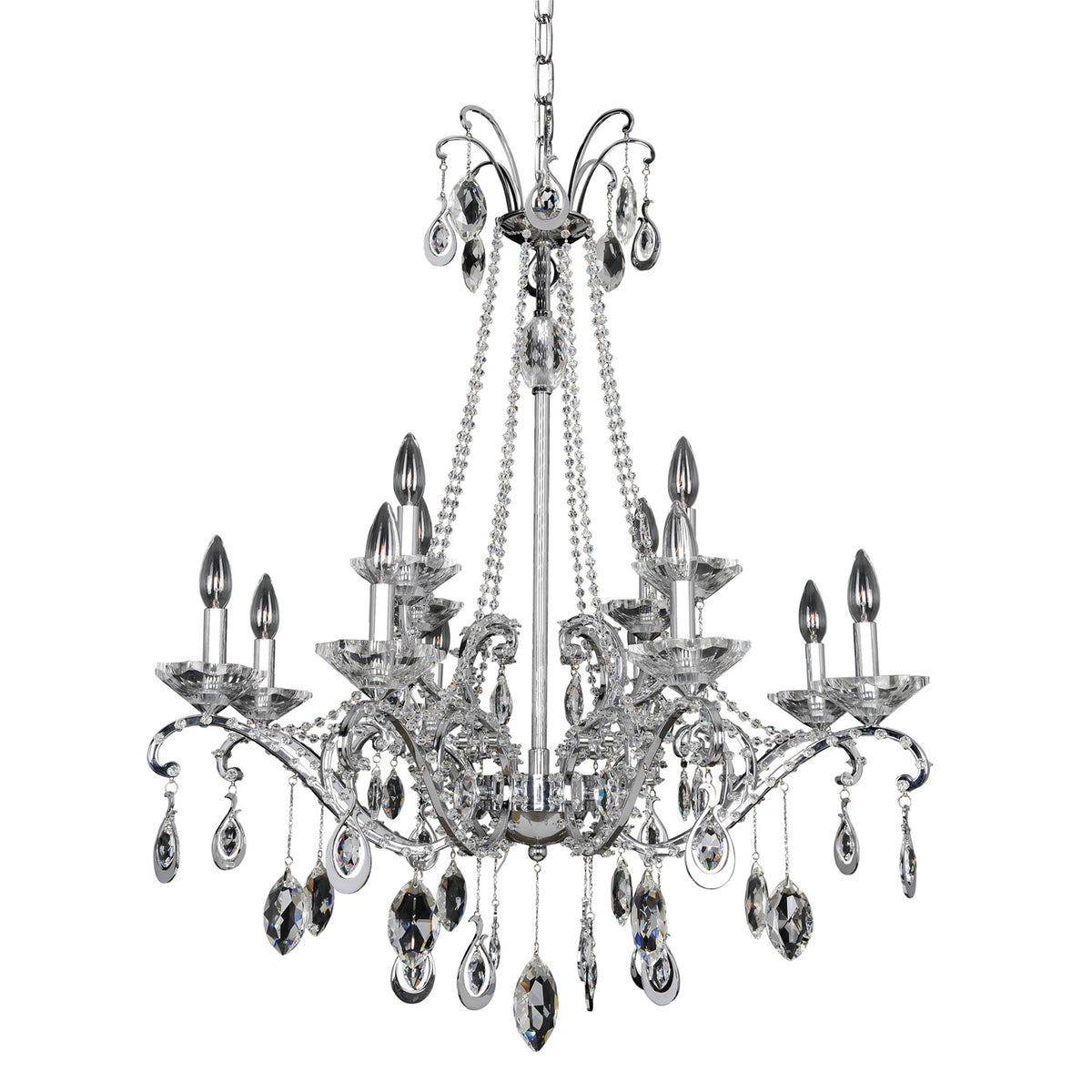 32'' Torreli 12 Light Chrome Tiered Chandelier