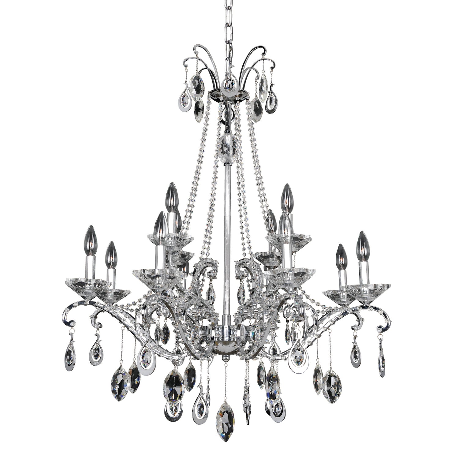32'' Torreli 12 Light Chrome Tiered Chandelier